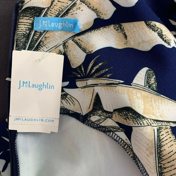 J.‎ Mclaughlin Belinda Parrot Kay Sheath Sleeveless Dress Blue Cream Tropical - Picture 9 of 9